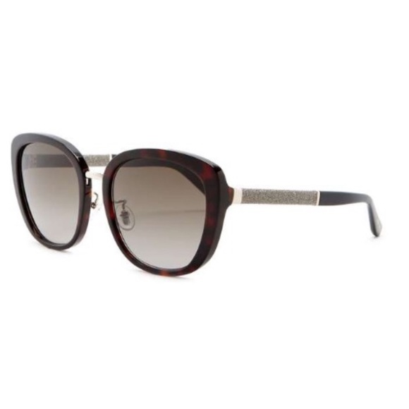 NWT Jimmy Choo 56mm Tortoise Glitter Sunglasses - Picture 2 of 11
